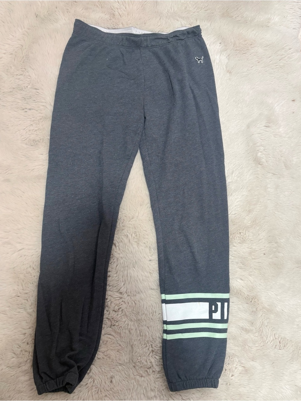 Vintage VS Pink Charcoal Gray Campus Joggers Y2K 2010s Retro Cozy